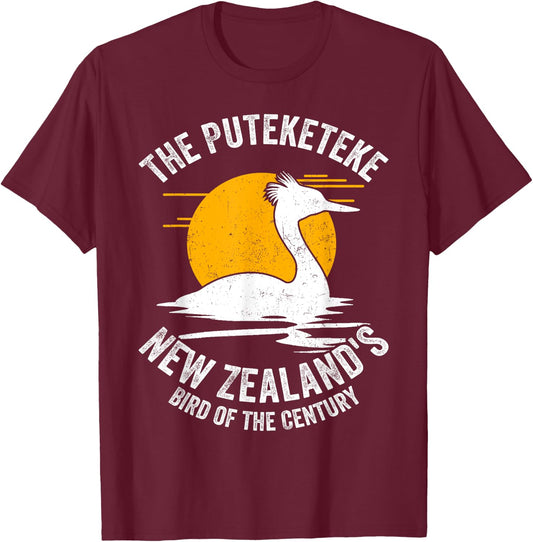 The Puteketeke New Zealand's Bird of the Century, Puteketeke T-Shirt - T-Shirt | Maroon