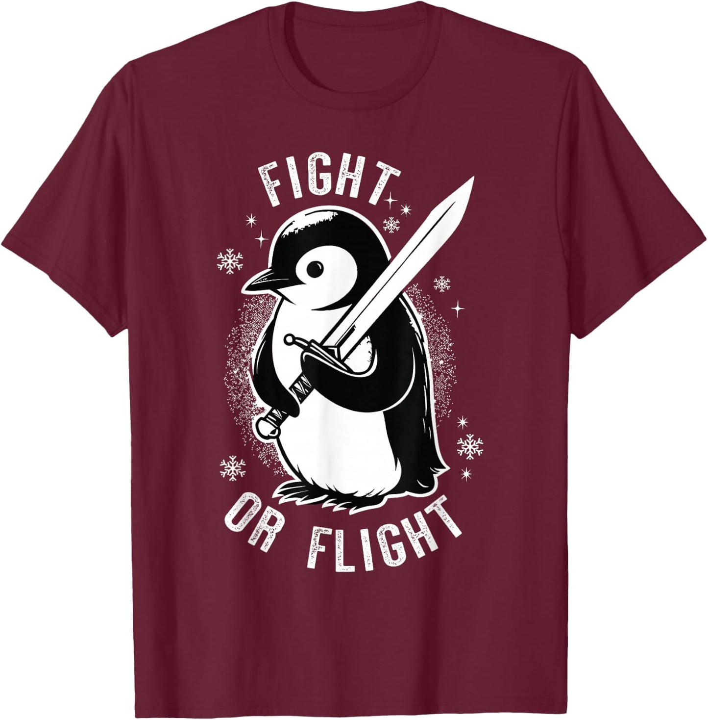 Fight or Flight Penguin T-Shirt - T-Shirt | Maroon