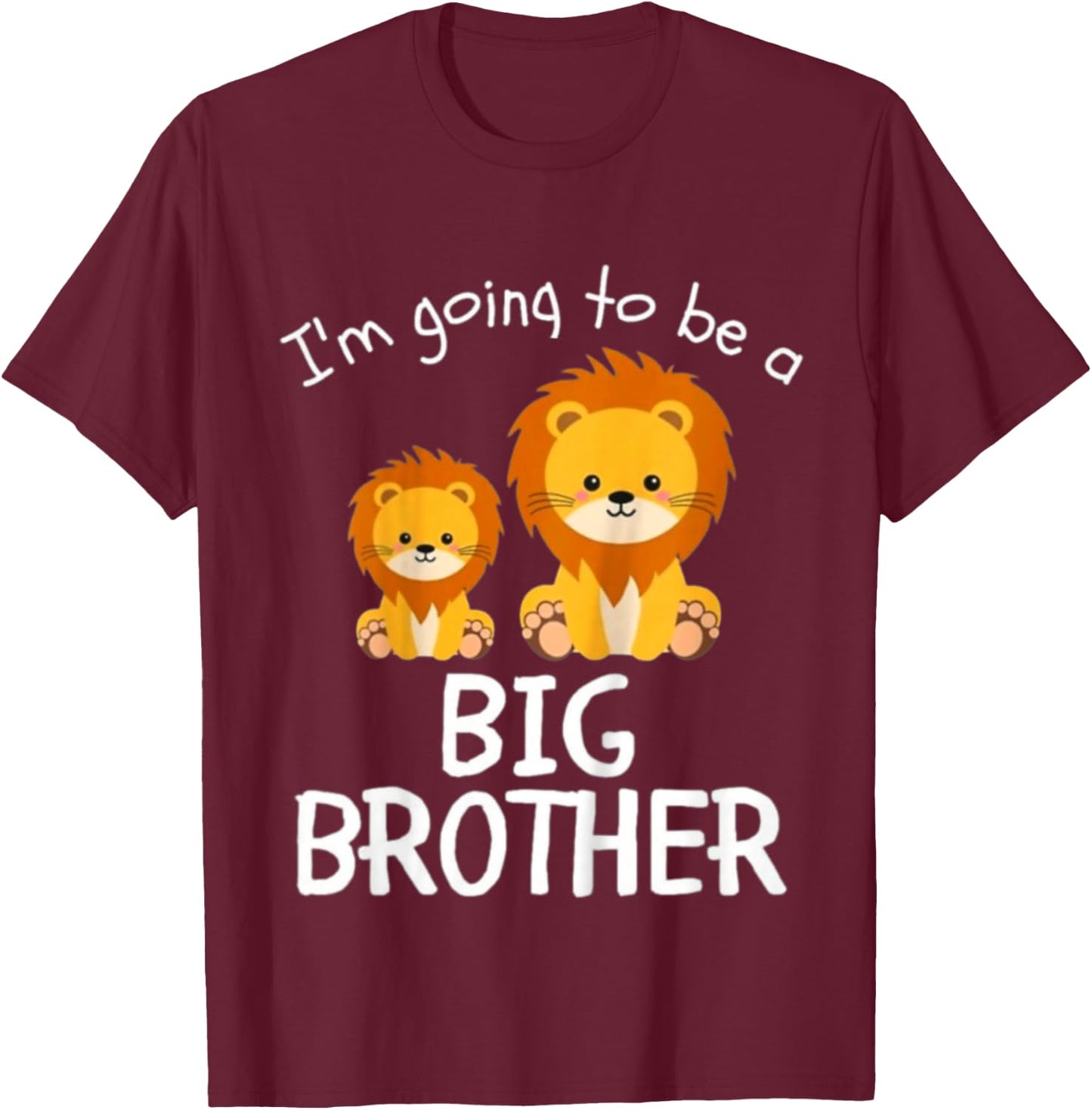 Child Promoted Big Brother 2025 Lion Toddler , Black, 2 T-Shirt - T-Shirt | Maroon