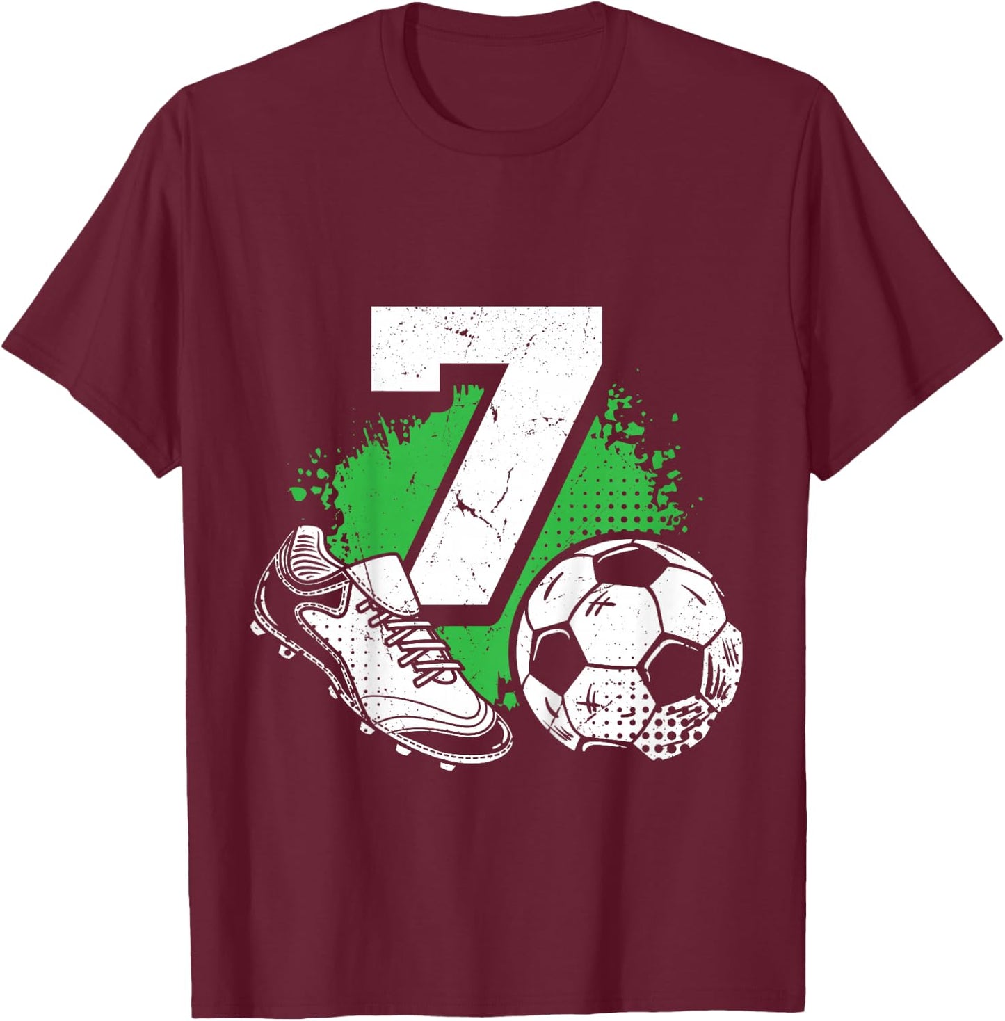 7. Geburtstag Fussball Spieler Kinder Jungs Mädchen T-Shirt - T-Shirt | Maroon