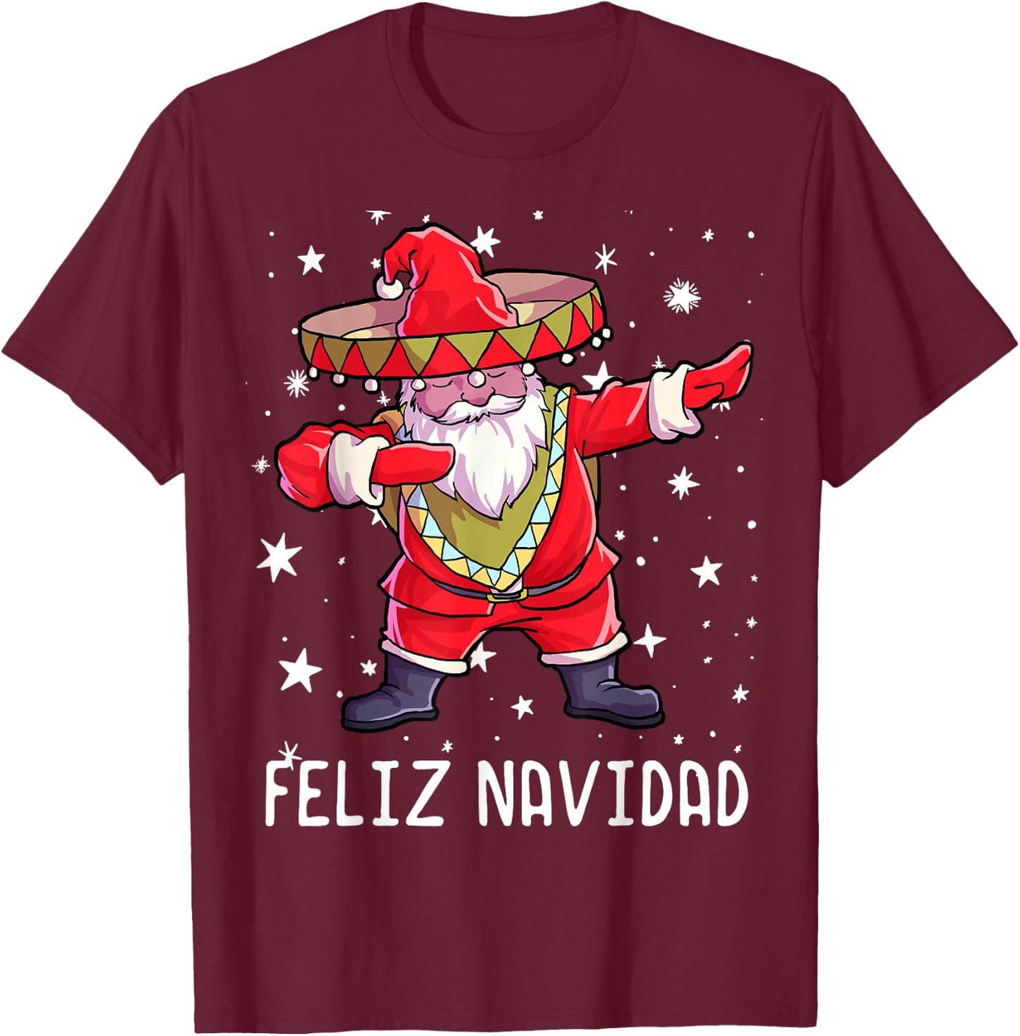 Christmas Sombrero Poncho Mexican Dabbing Santa T-Shirt - T-Shirt | Maroon