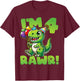 Dinosaur 4th Birthday I'm Four Rawr Cute T-Rex Party T-Shirt - T-Shirt | Maroon