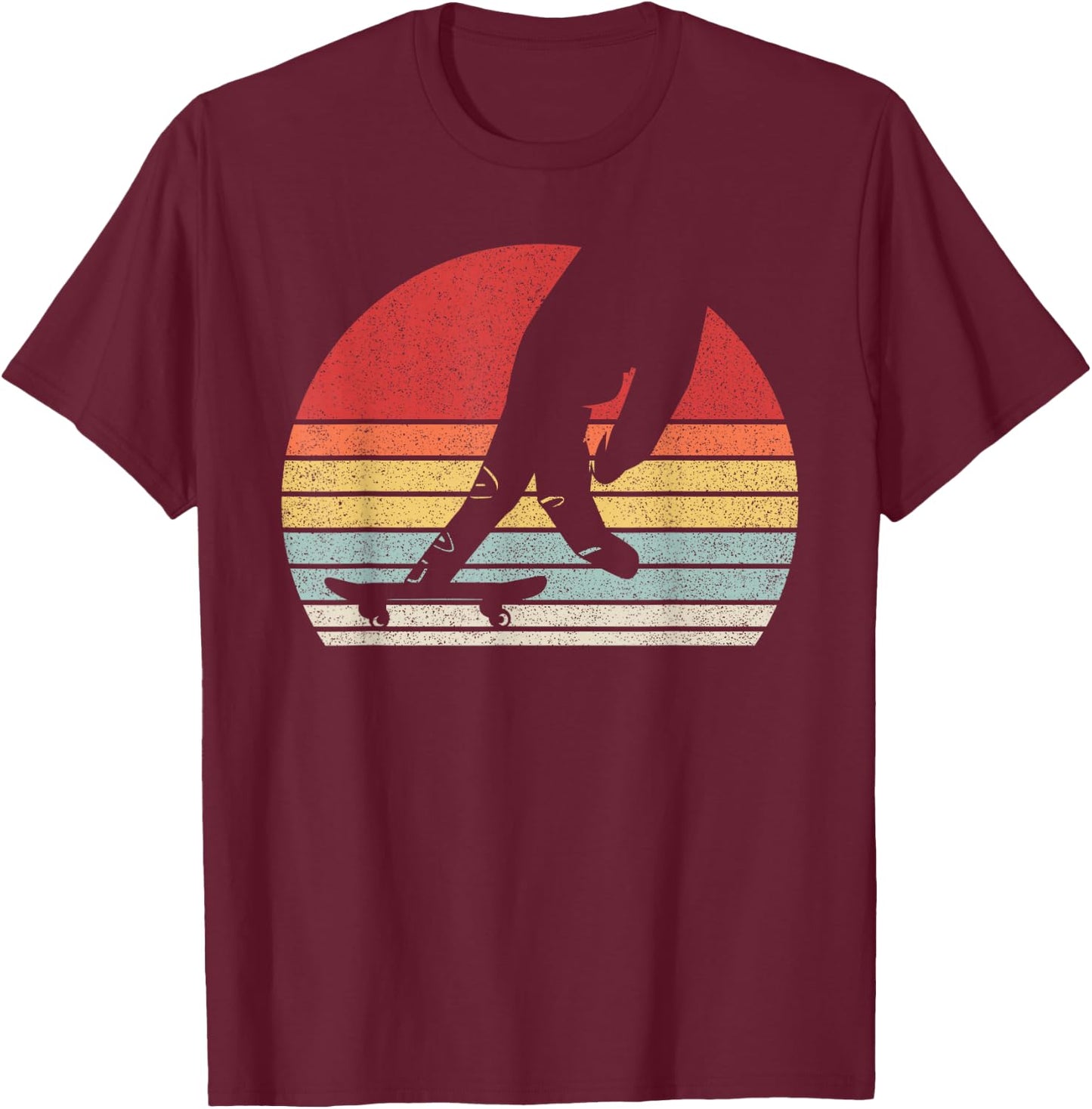 Vintage Retro Fingerboard Skateboard Skating Skate T-Shirt - T-Shirt | Maroon
