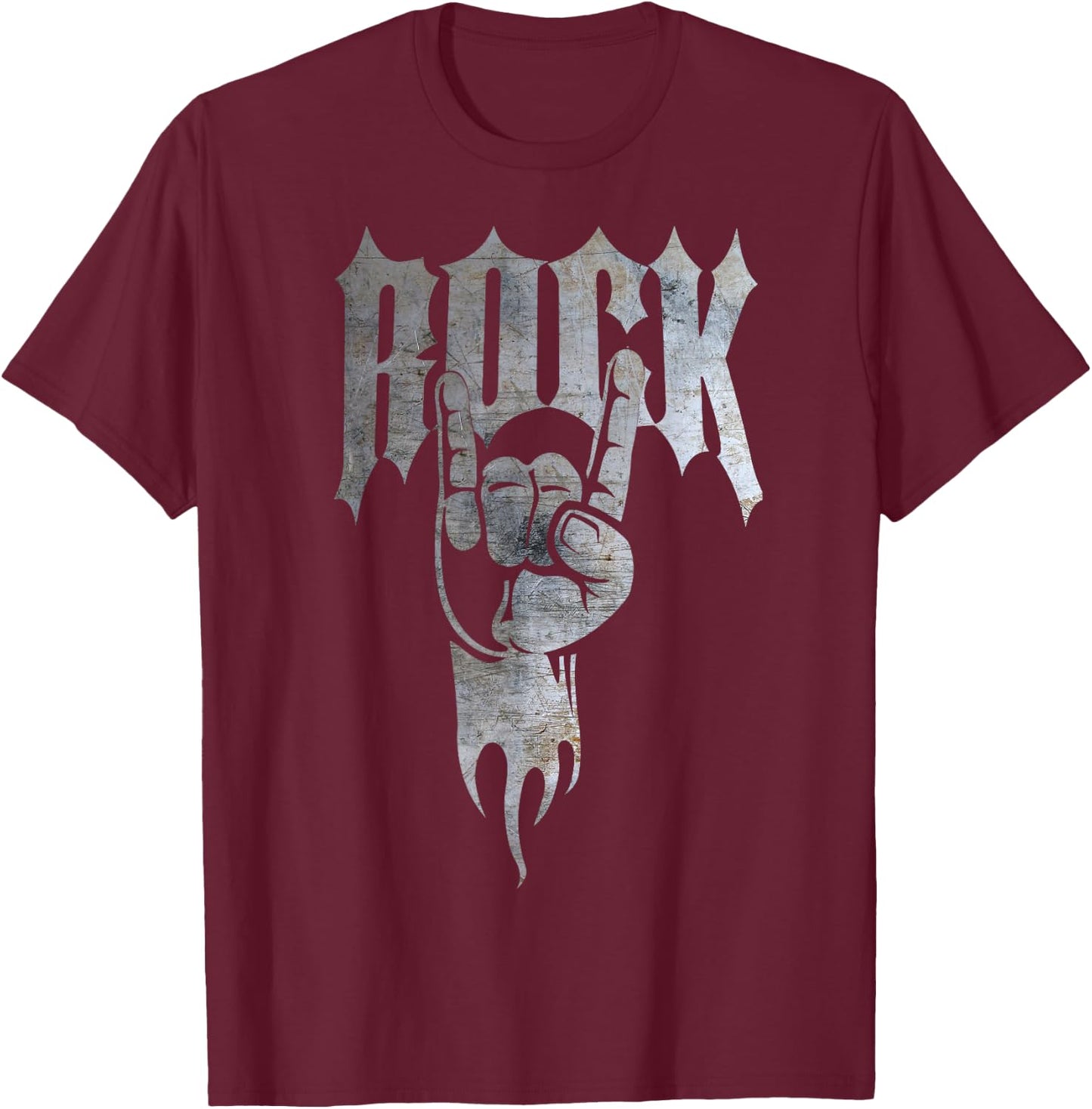 Distressed Metal 80's Rocker T-Shirt - T-Shirt | Maroon