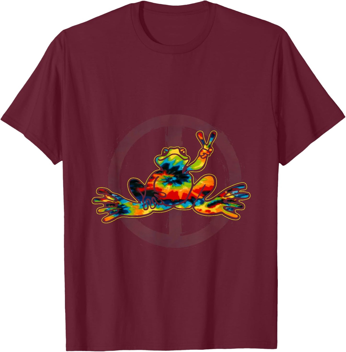 Cool Peace Frog Tie Dye 1960s Fashion Nonconformists T-Shirt - T-Shirt | Maroon