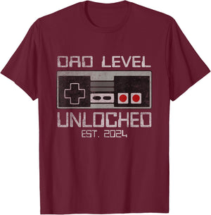 Dad Level Unlocked 2024 I Leveled Up To Soon To Be Gamer Dad T-Shirt - T-Shirt | Maroon