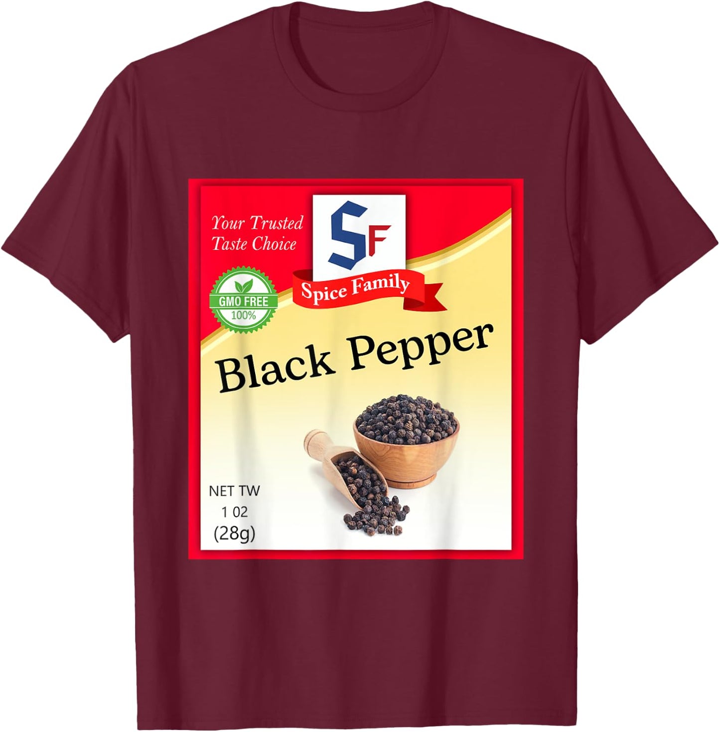Black Pepper Condiment Costume Holiday Spice Group Costumes T-Shirt - T-Shirt | Maroon