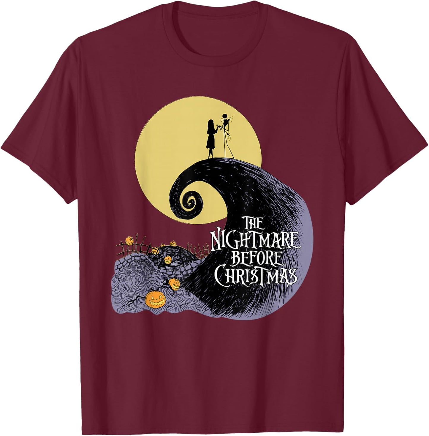 Disney The Nightmare Before Christmas Moon Silhouette T-Shirt - T-Shirt | Maroon