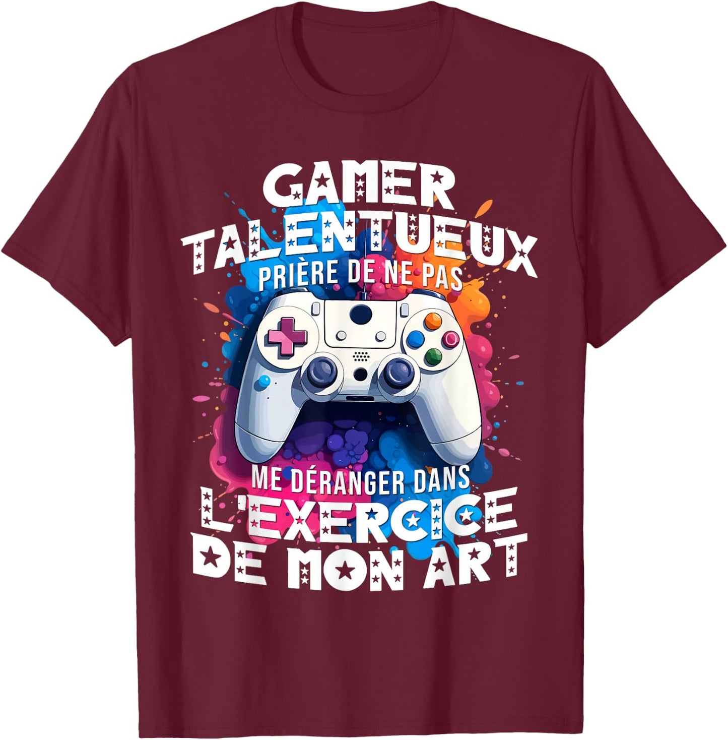 Talented gamer geek teen addicted video games console gaming , Black, S T-Shirt - T-Shirt | Maroon