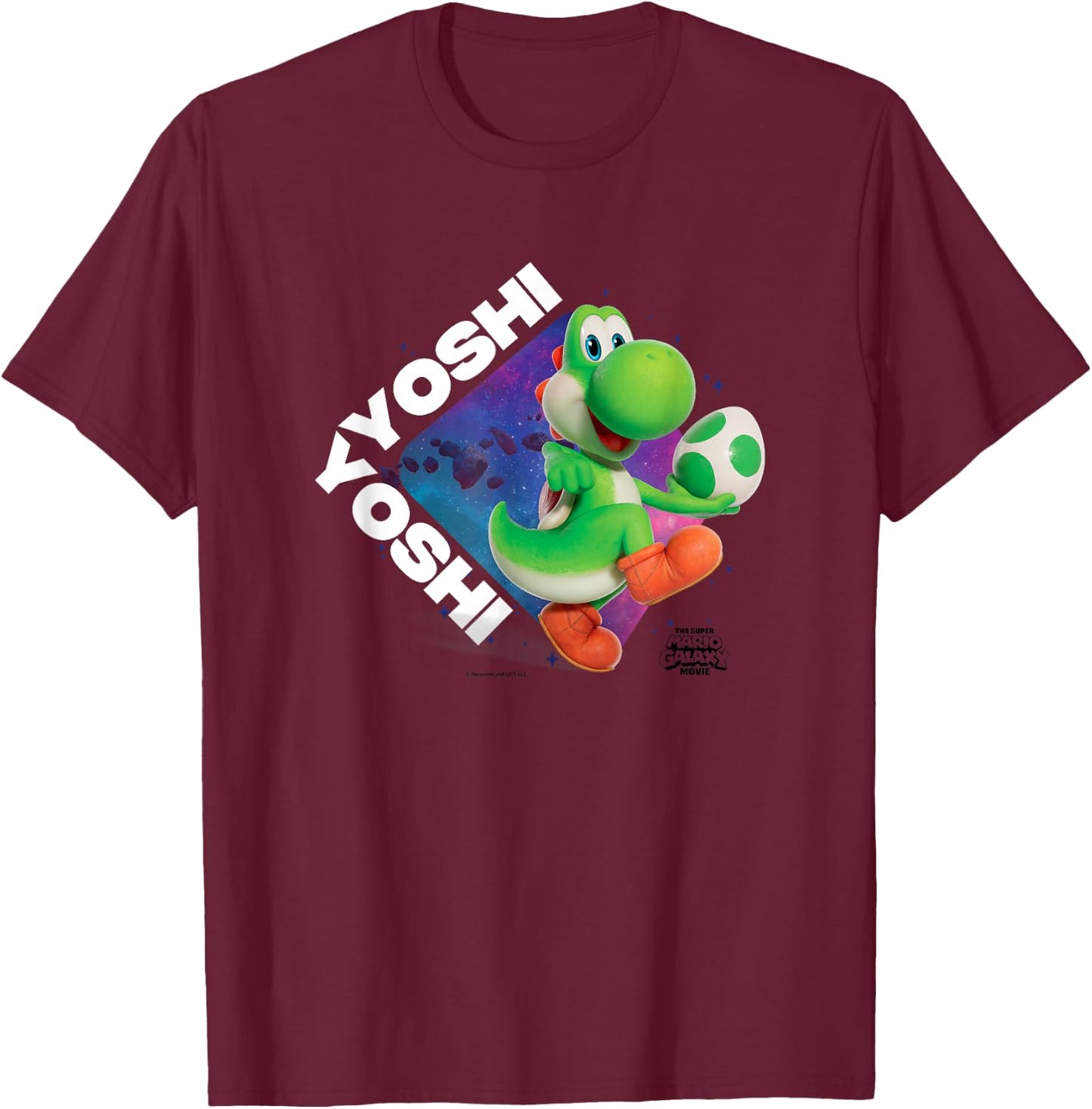 The Super Mario Galaxy Movie Yoshi in Action T-Shirt - T-Shirt | Maroon