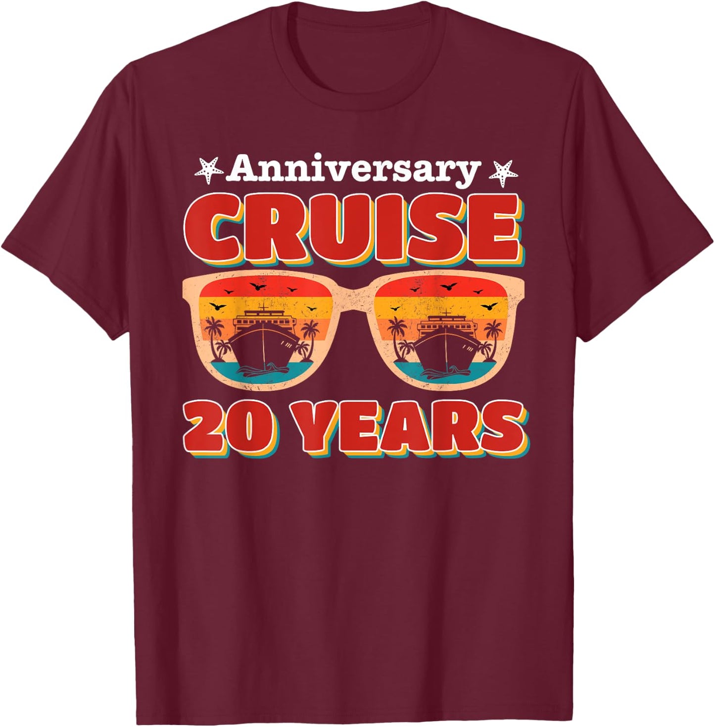 Anniversary Cruise 20 Years 2024 Husband Wife Couple Trip T-Shirt - T-Shirt | Maroon