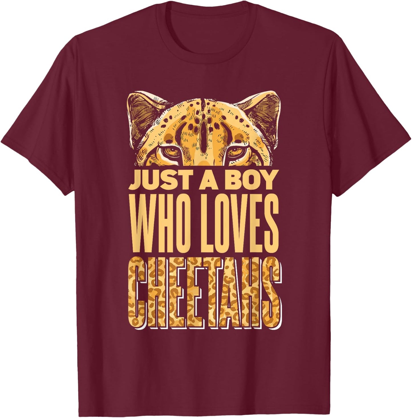 Wildlife Leopard Cheetah Boys T-Shirt - T-Shirt | Maroon