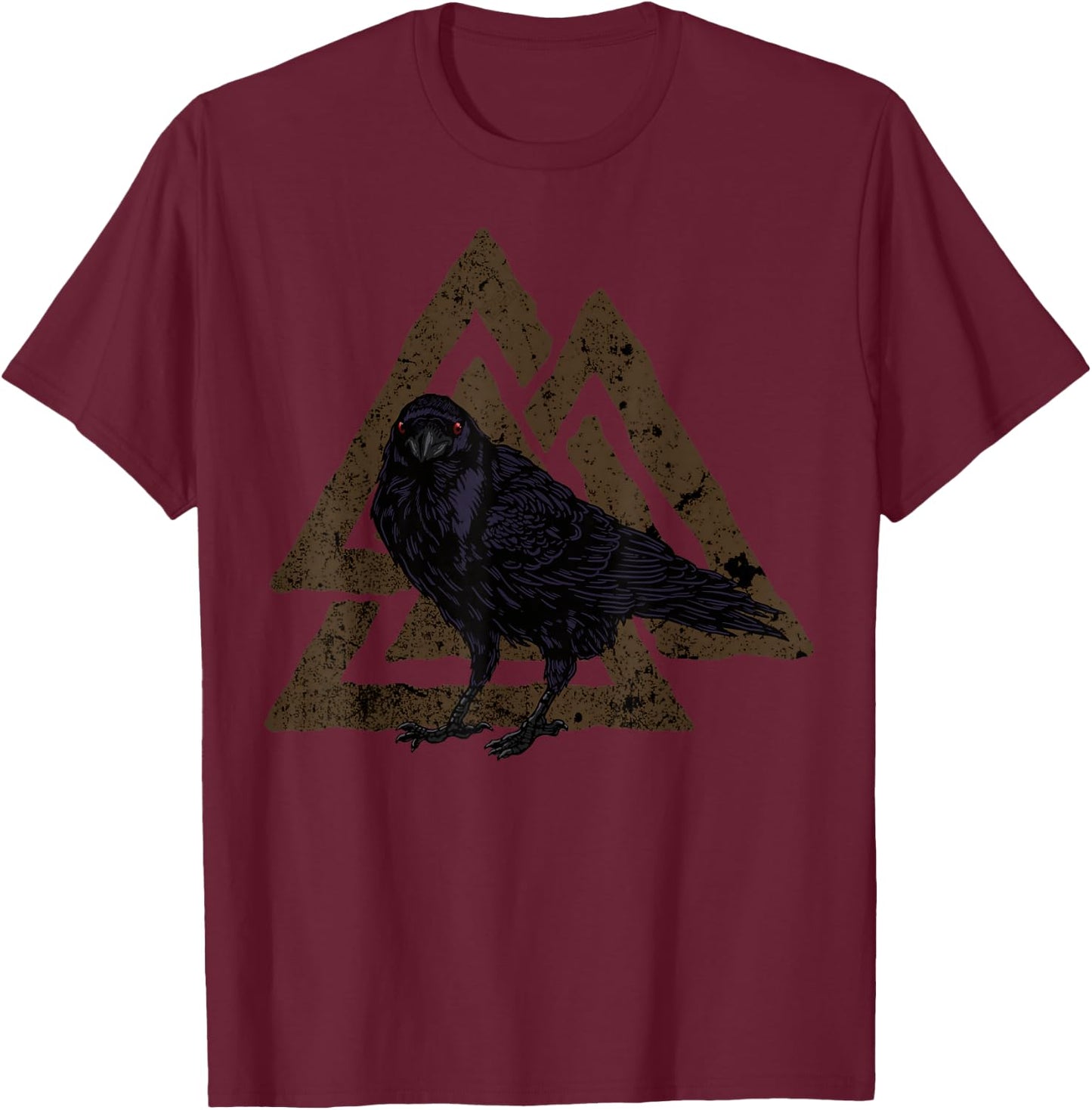 Crows Valknut Viking Ravens Nordic T-Shirt - T-Shirt | Maroon