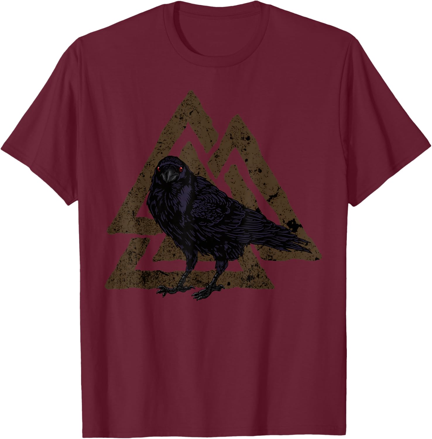 Crows Valknut Viking Ravens Nordic T-Shirt - T-Shirt | Maroon