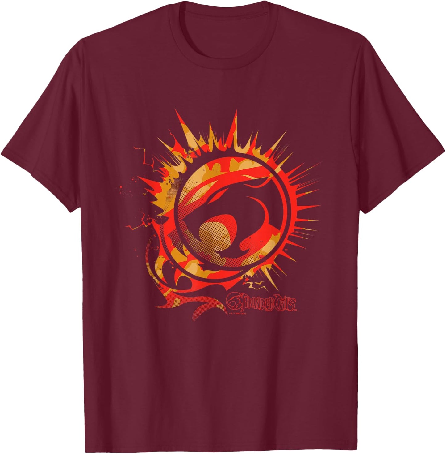 Thundercats Thundercats Logo on Fire T-Shirt - T-Shirt | Maroon