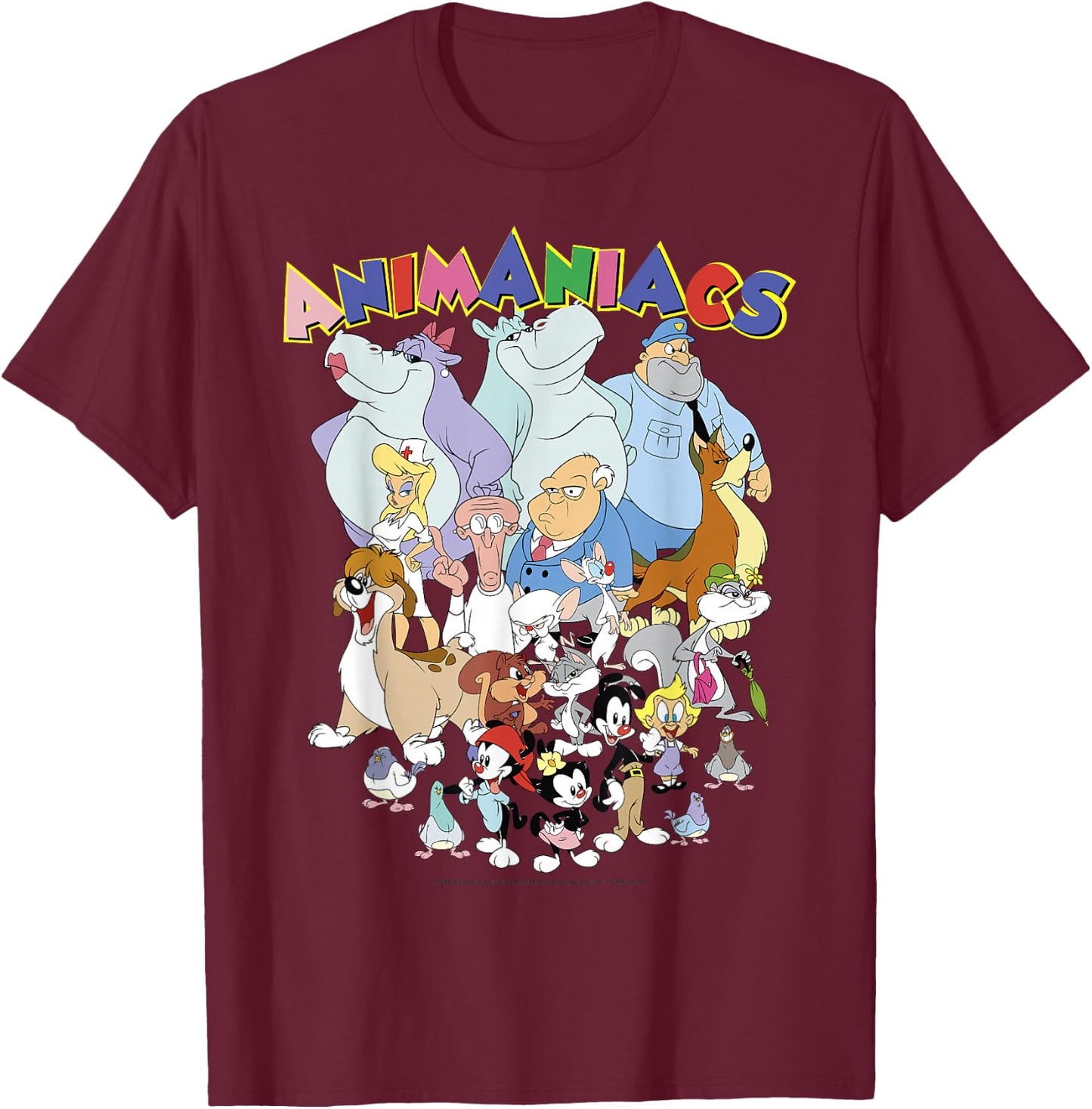 Animaniacs Group Shot Logo T-Shirt - T-Shirt | Maroon