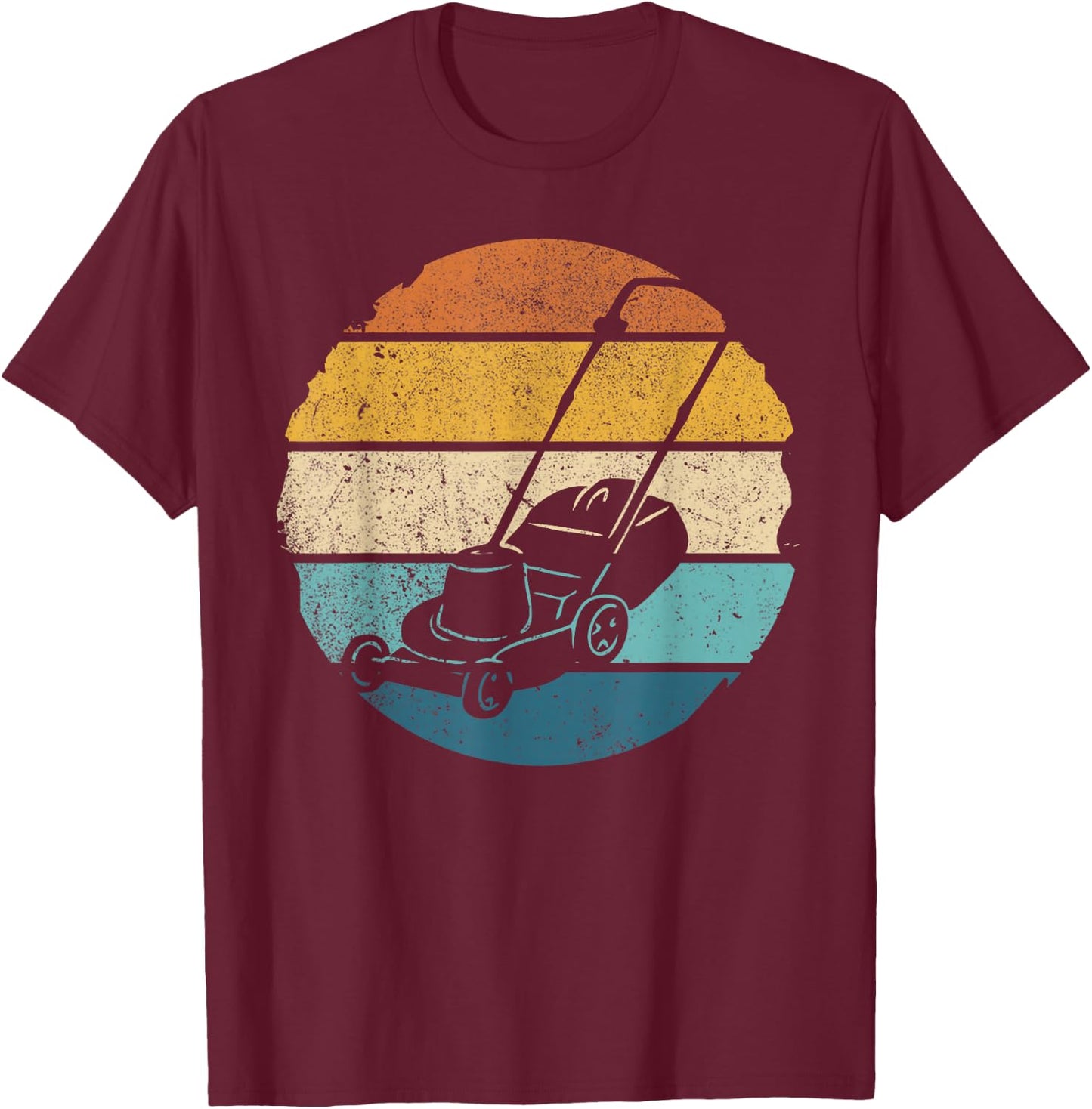 Vintage Lawn Mower - Gardener Landscaper Retro Lawnmower T-Shirt - T-Shirt | Maroon