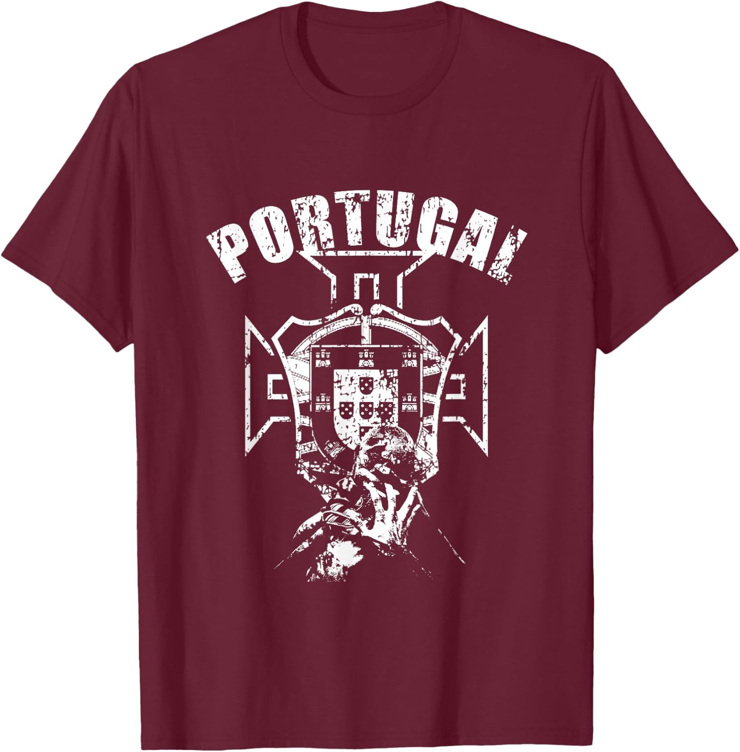 Portugal POR Soccer Fan , Black T-Shirt - T-Shirt | Maroon