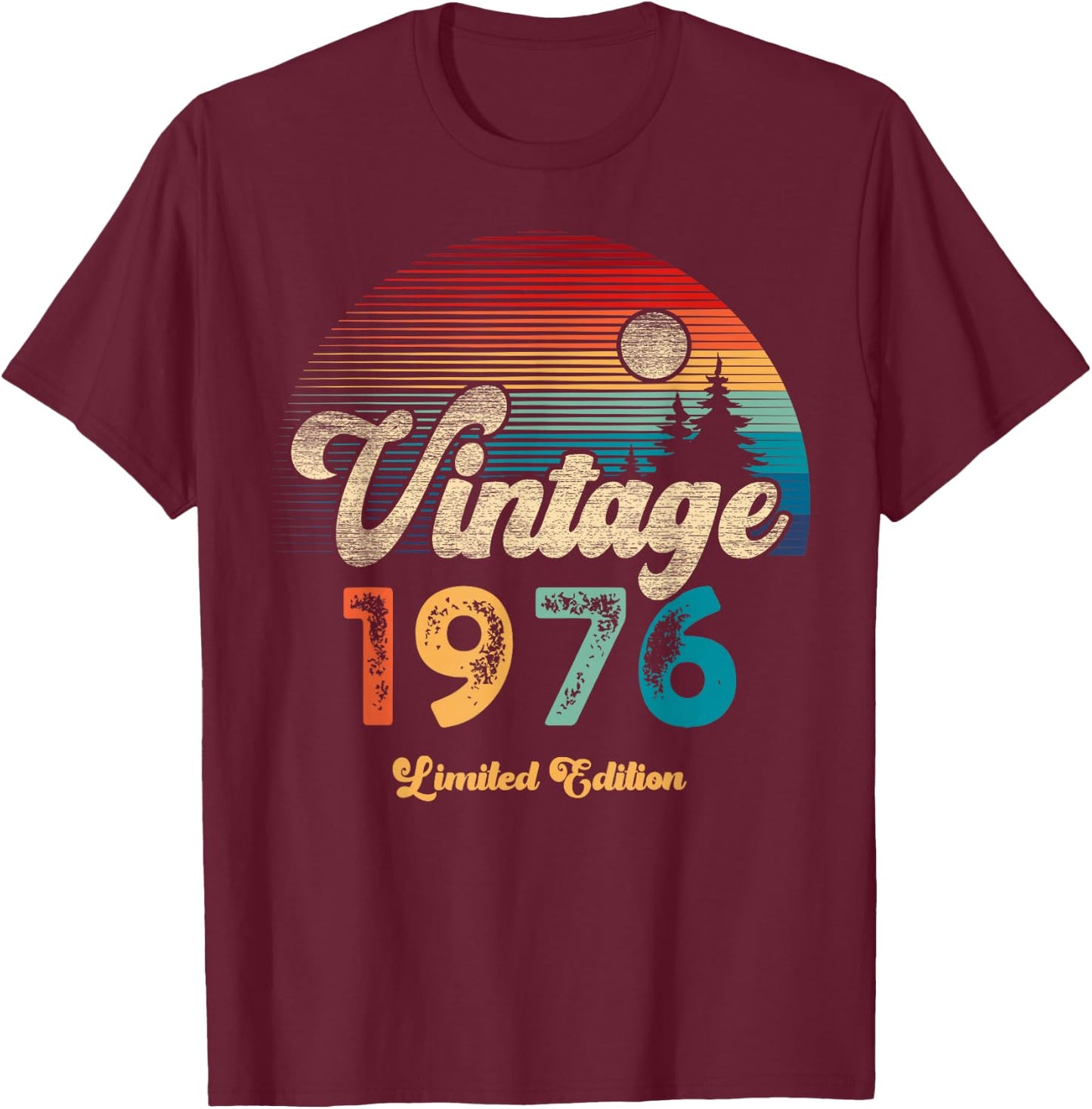 Vintage 1976 Limited Edition Sunset 50th Anniversary T-Shirt - T-Shirt | Maroon