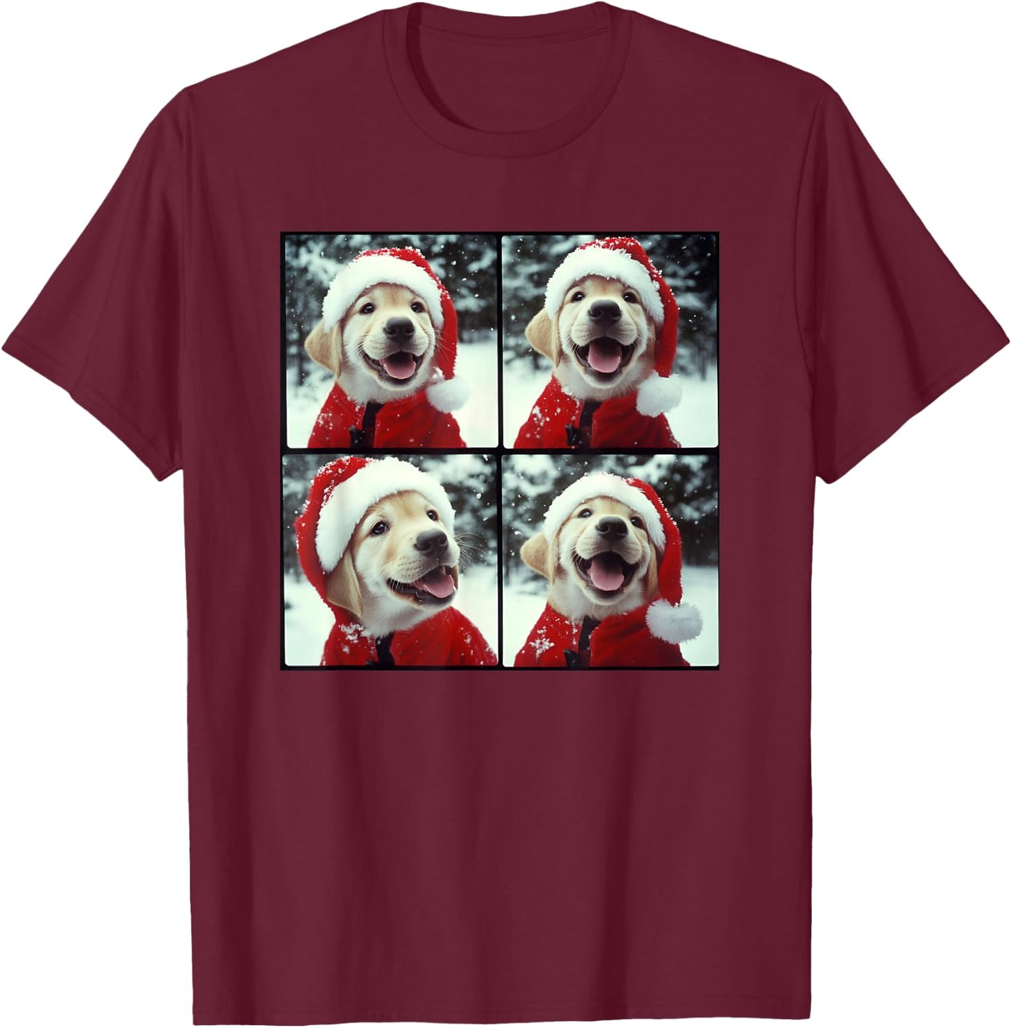 Yellow Labrador Puppy Christmas T-Shirt - T-Shirt | Maroon