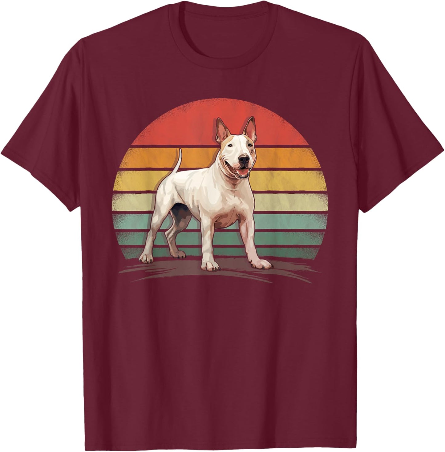 Bull Terrier Dog Retro Style Distressed Vintage Bull Terrier T-Shirt - T-Shirt | Maroon