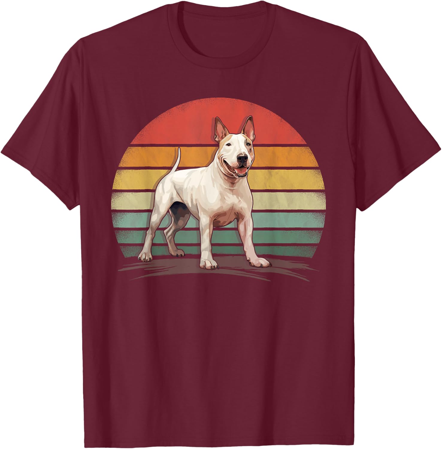 Bull Terrier Dog Retro Style Distressed Vintage Bull Terrier T-Shirt - T-Shirt | Maroon
