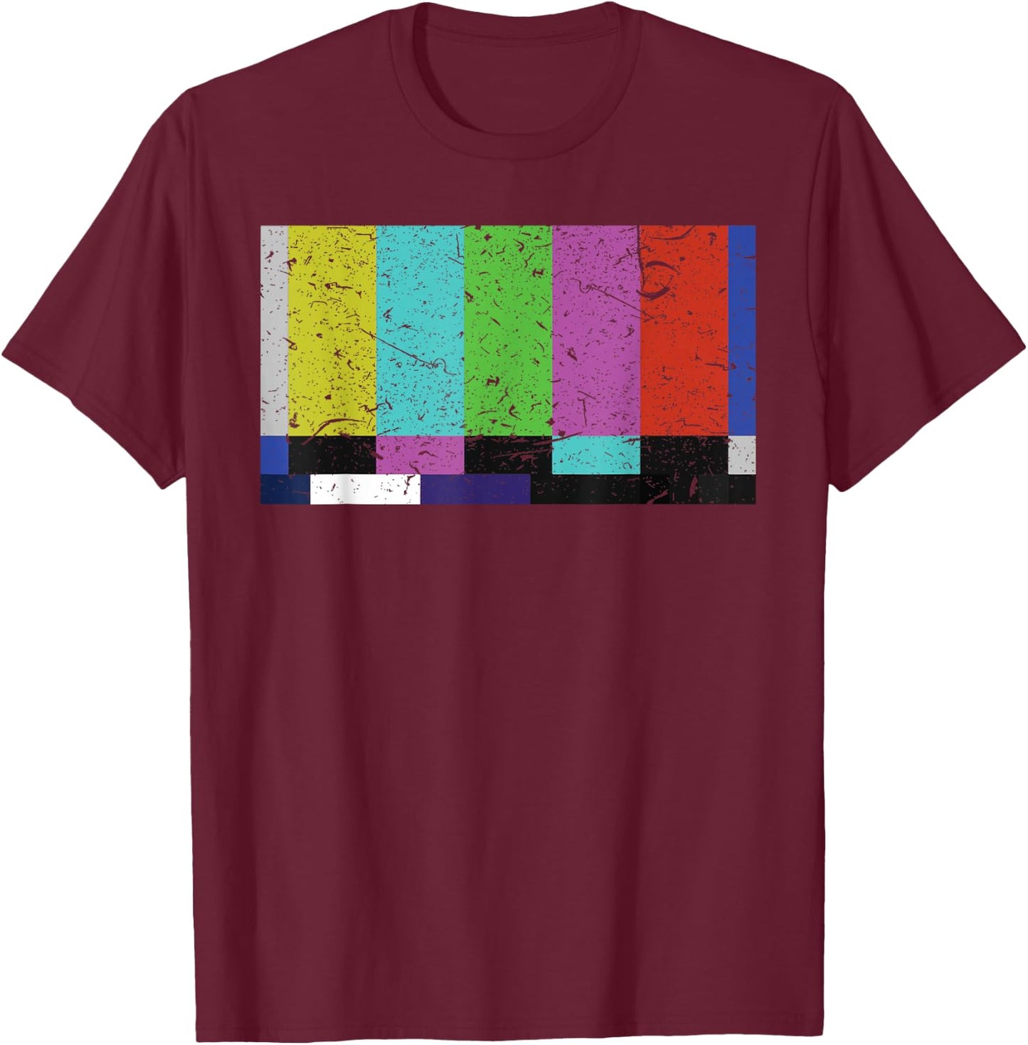 Vintage TV Test Pattern Colour Bars Graphic Design Presents T-Shirt - T-Shirt | Maroon