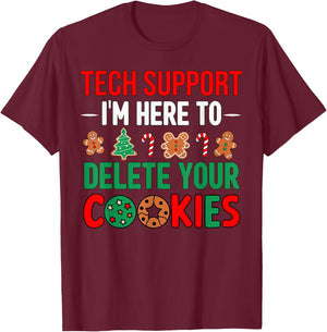 Tech Support Christmas Cookies Women Men Funny Christmas T-Shirt - T-Shirt | Maroon
