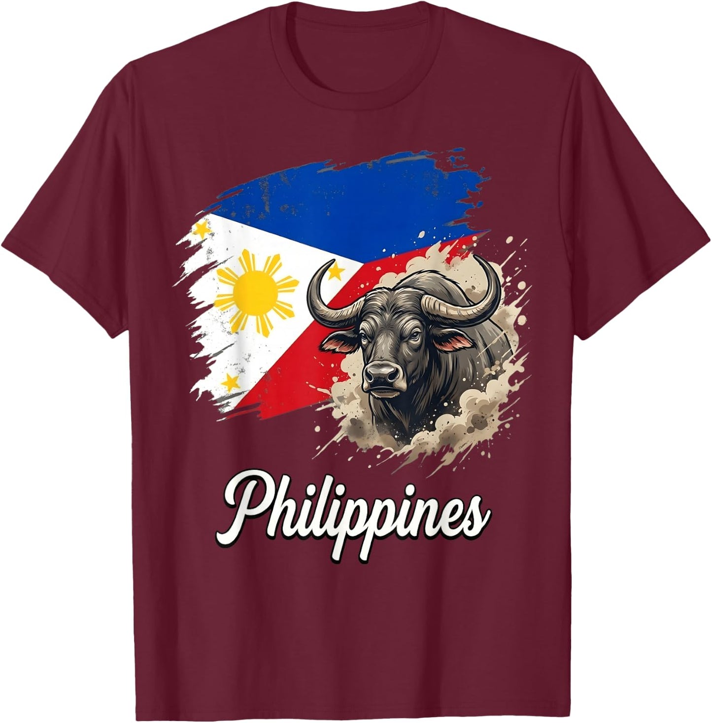 Philippines Flag Carabao Filipino Pride Design T-Shirt - T-Shirt | Maroon