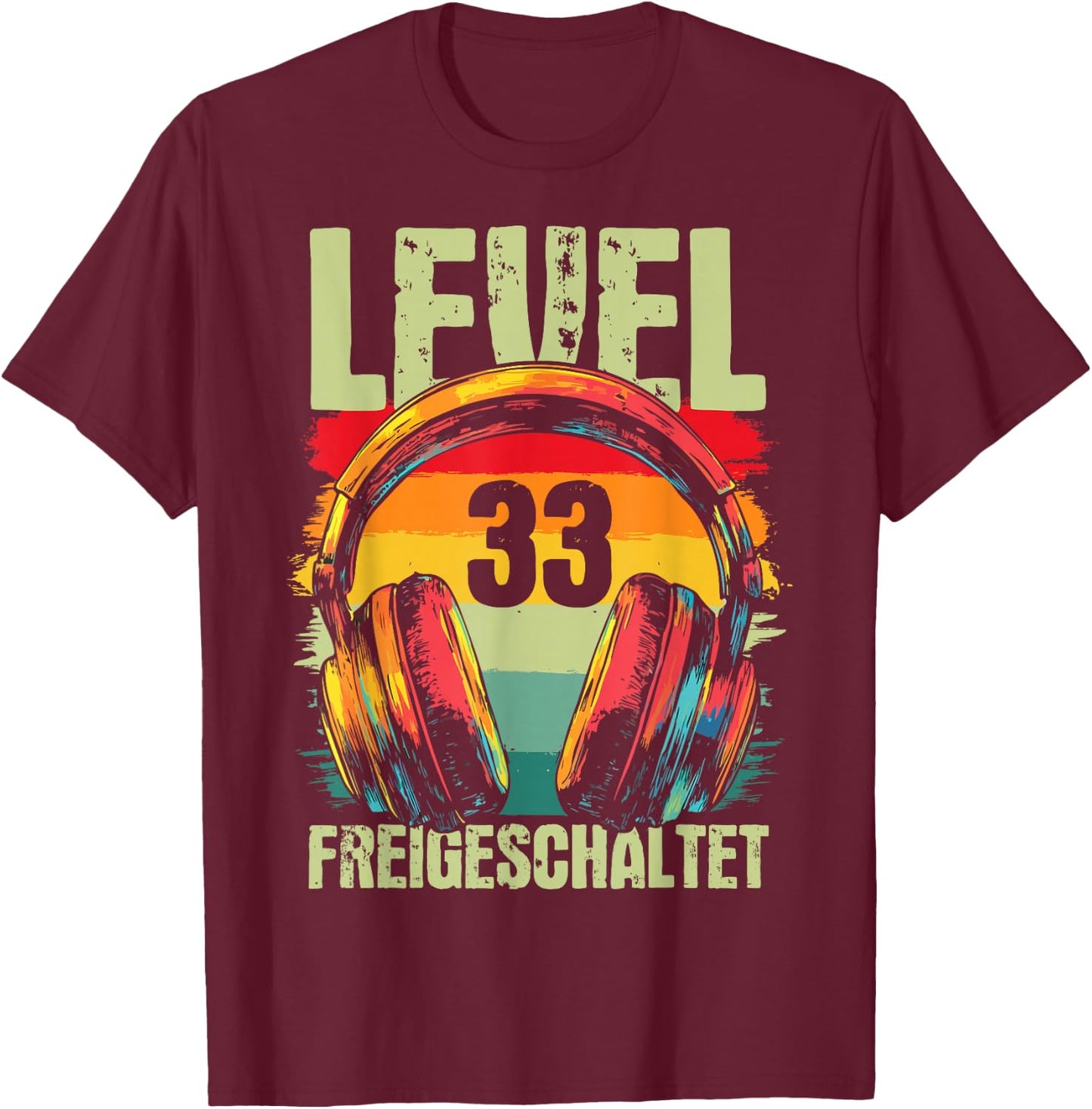 33rd Birthday Men's Video Gamer Level 33 Unlocked Man , black T-Shirt - T-Shirt | Maroon