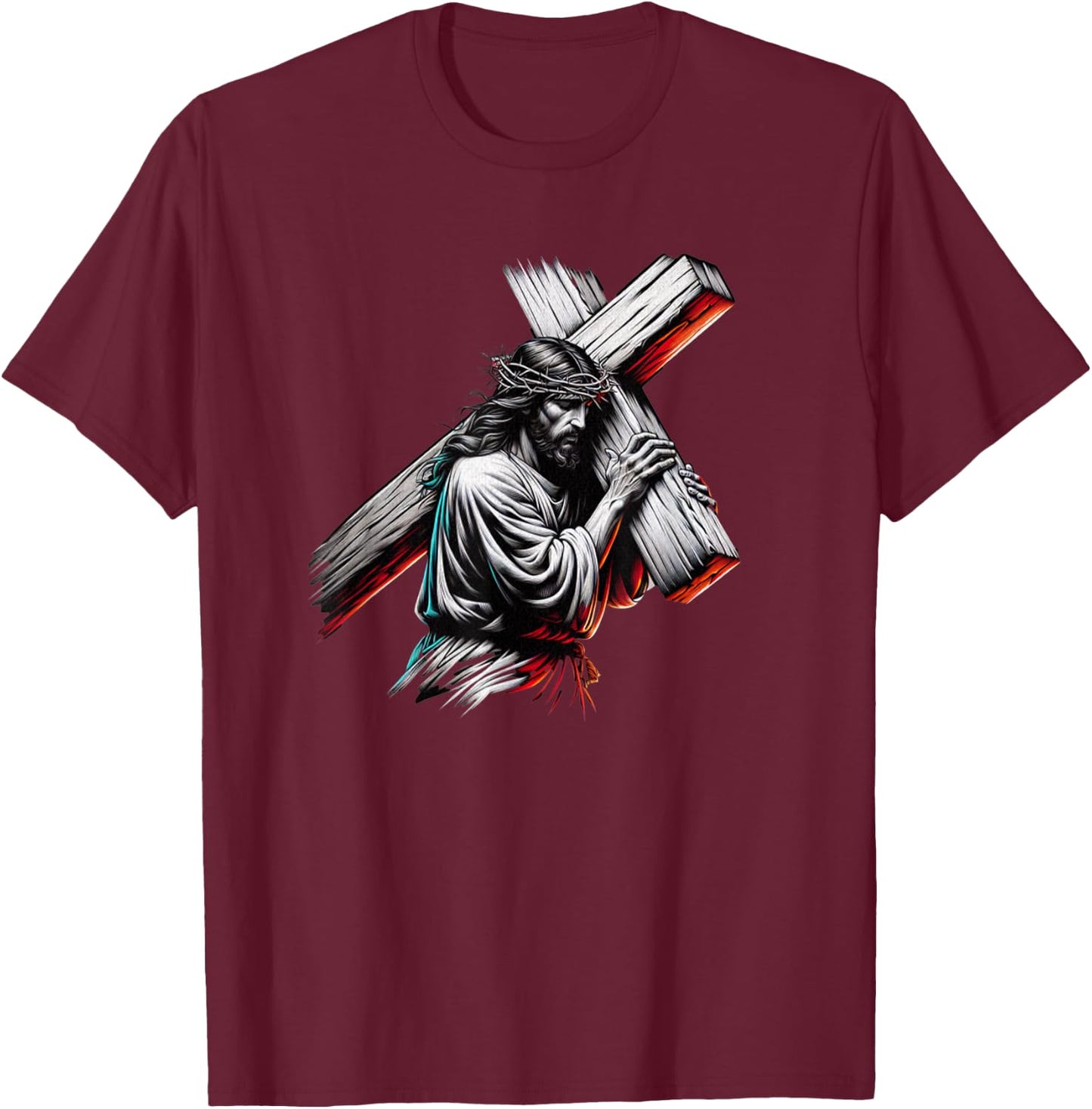 Jesus Christ Funny Crown of Thorns Crucified Saviour T-Shirt - T-Shirt | Maroon