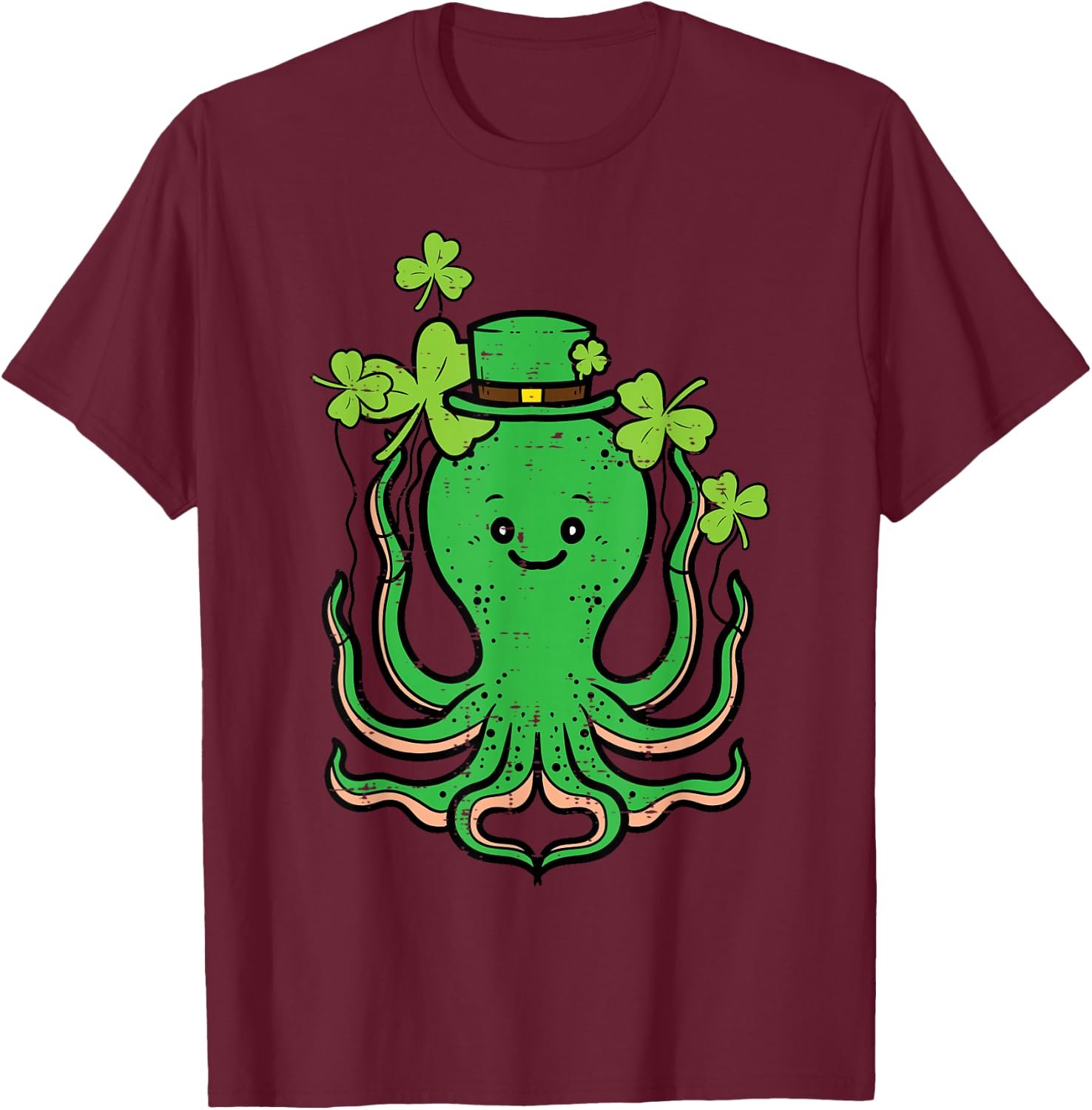 St Patricks Day Octopus Saint Pattys Paddys Men Women Kids T-Shirt - T-Shirt | Maroon