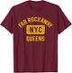 Far Rockaway Queens NYC Gym Style Distressed Amber Print T-Shirt - T-Shirt | Maroon