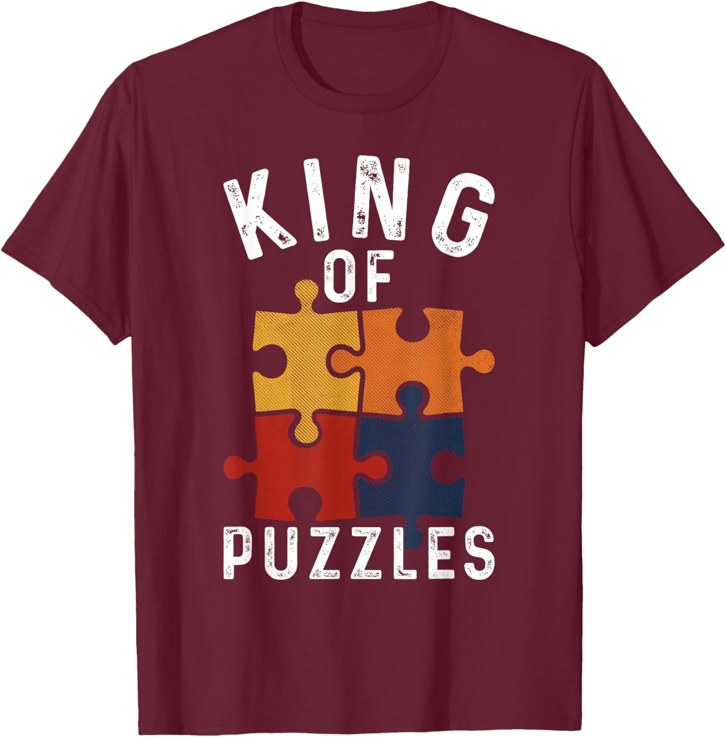 King Of Puzzles Retro Jigsaw Puzzle Lover Graphic T-Shirt - T-Shirt | Maroon