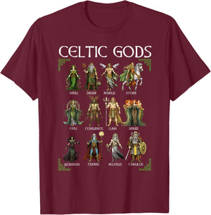 Celtic Mythology Viking Warrior Gods Nordic Irish Scottish , Black, S T-Shirt - T-Shirt | Maroon