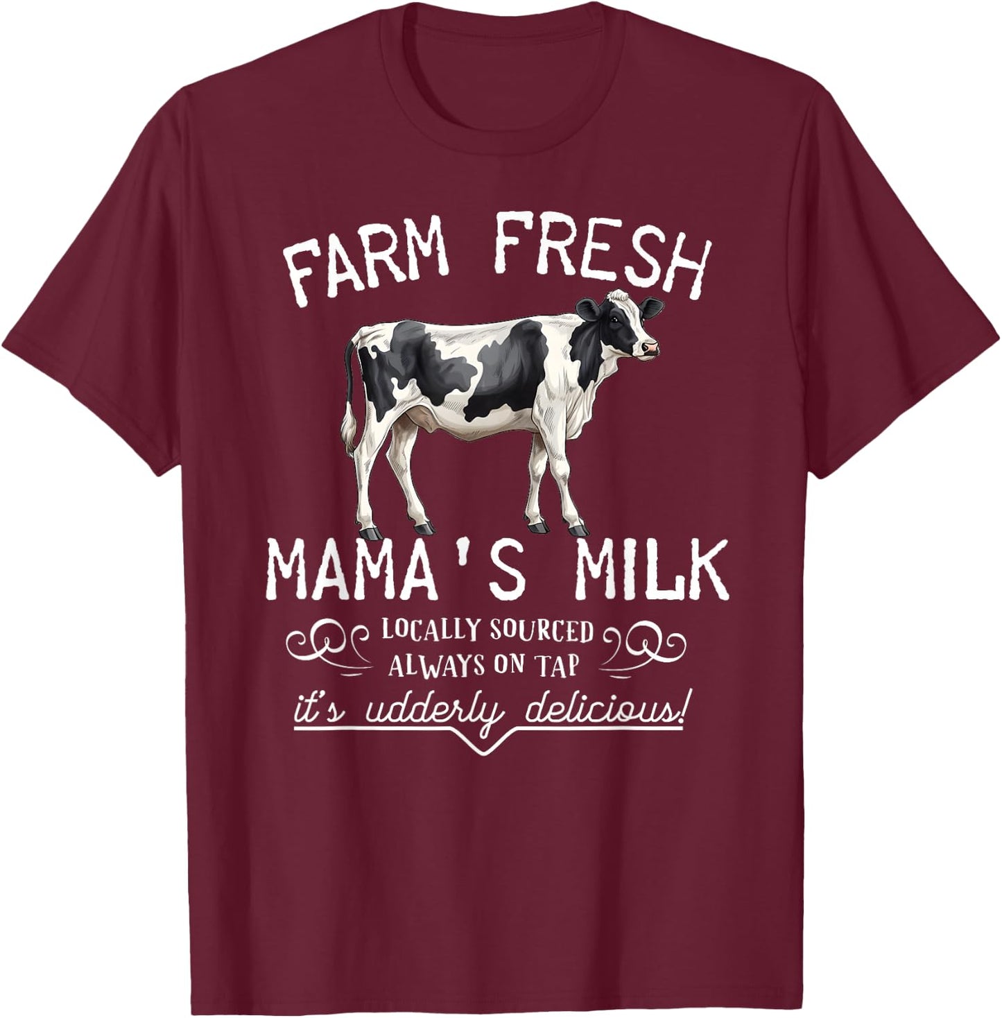 Funny Breastfeeding Mama's Milk Cow Farm Lacatation New Mom T-Shirt - T-Shirt | Maroon