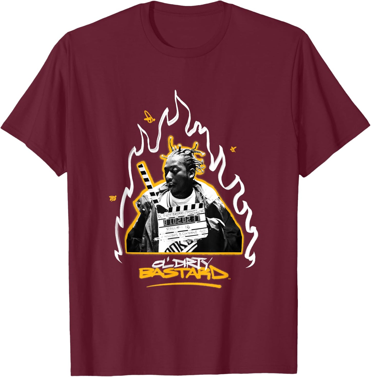 Ol' Dirty Bastard | Shimmy Headliner | Wu Tang Clan Urban , Black, S T-Shirt - T-Shirt | Maroon