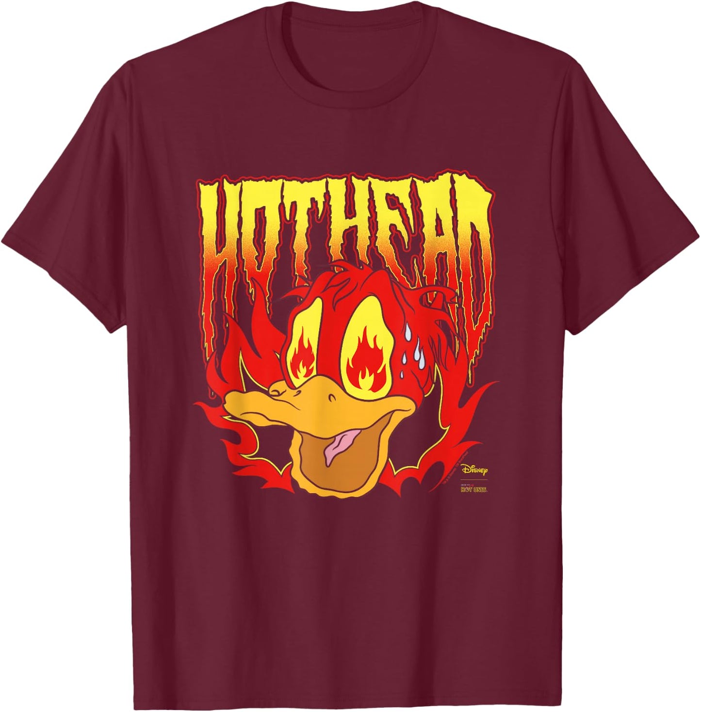 Disney Hot Ones Donald Duck Hothead Melting Face Vintage T-Shirt - T-Shirt | Maroon