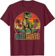 Daddy Saurus Vintage T-Rex Dinosaur Fathers Day T-Shirt - T-Shirt | Maroon