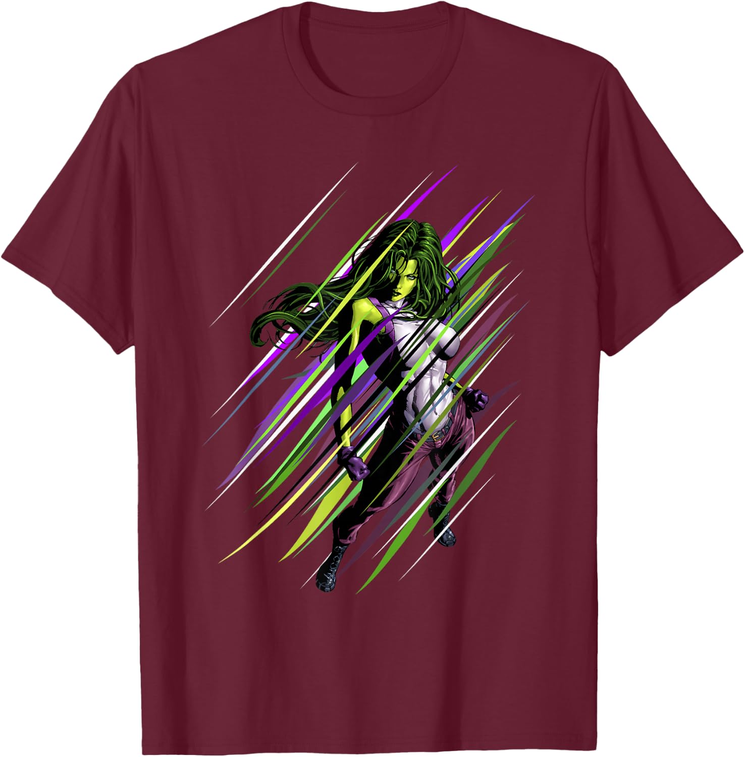 Marvel She-Hulk Lined Portrait T-Shirt - T-Shirt | Maroon