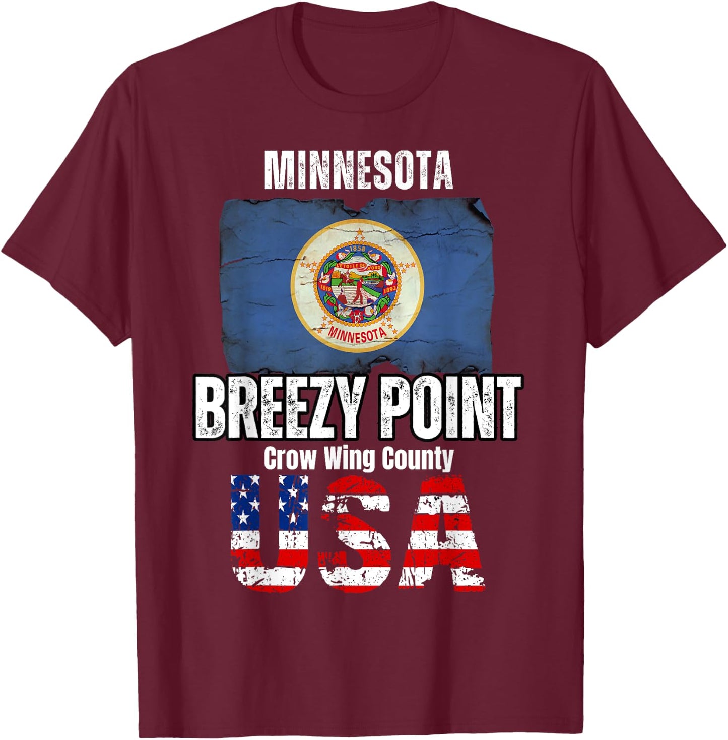 Breezy Point, Minnesota MN, Crow Wing County T-Shirt - T-Shirt | Maroon
