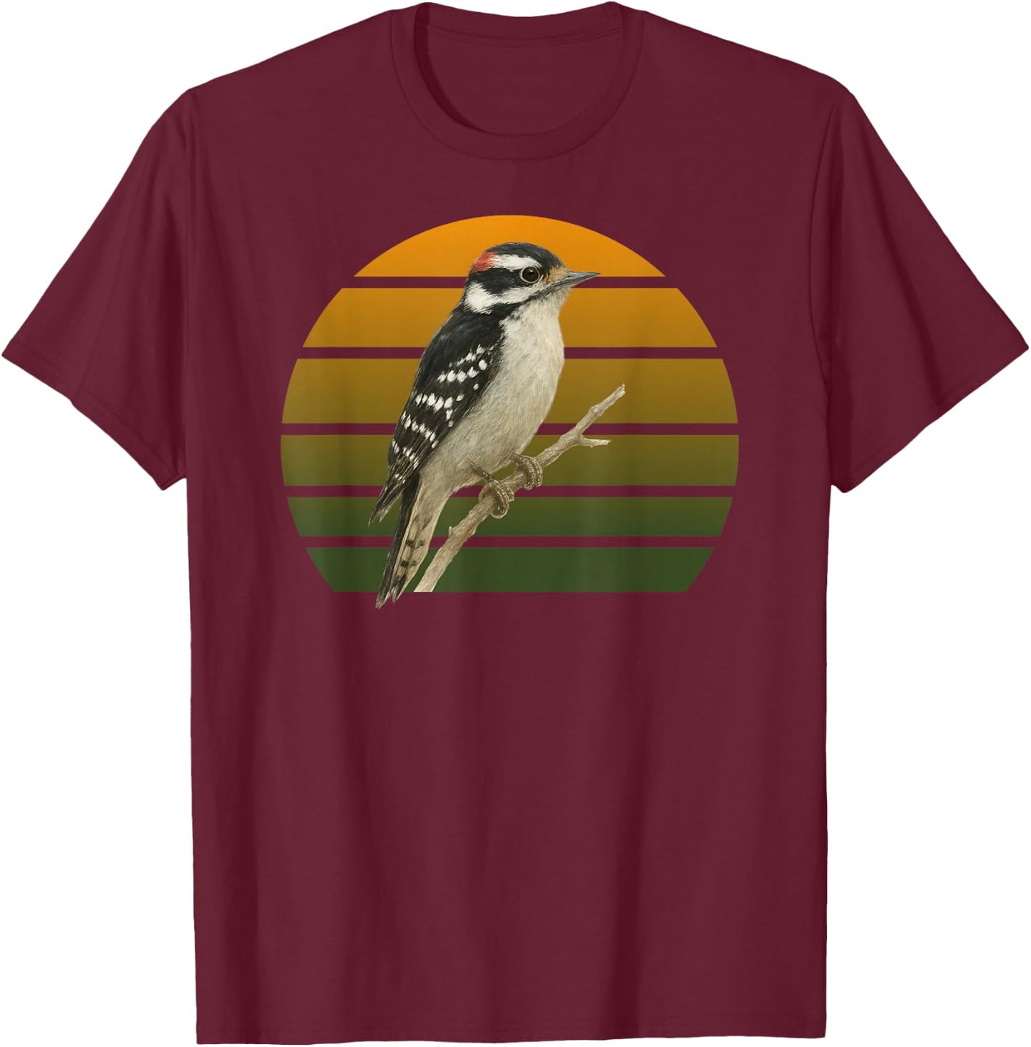 Downy Woodpecker Birdlover Birdwatcher Birding Bird T-Shirt - T-Shirt | Maroon