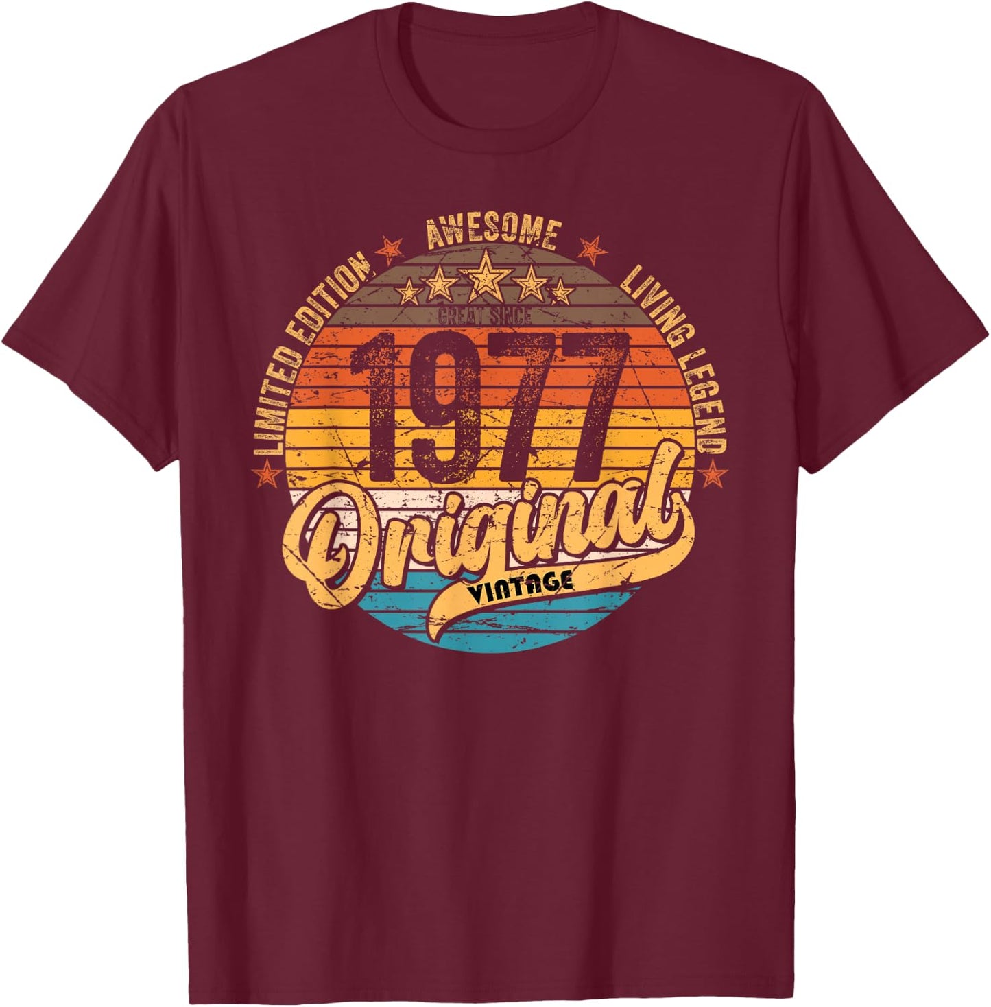 1977 Vintage Birthday Retro Vintage Men Women Gift , black T-Shirt - T-Shirt | Maroon