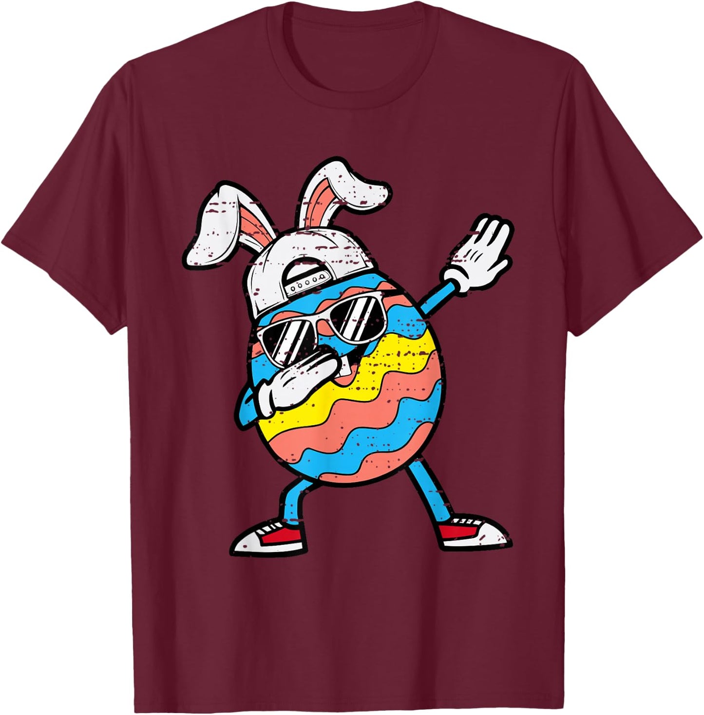 Easter Dabbing Egg Bunny Dab Boys Girls Kid Toddler Children T-Shirt - T-Shirt | Maroon