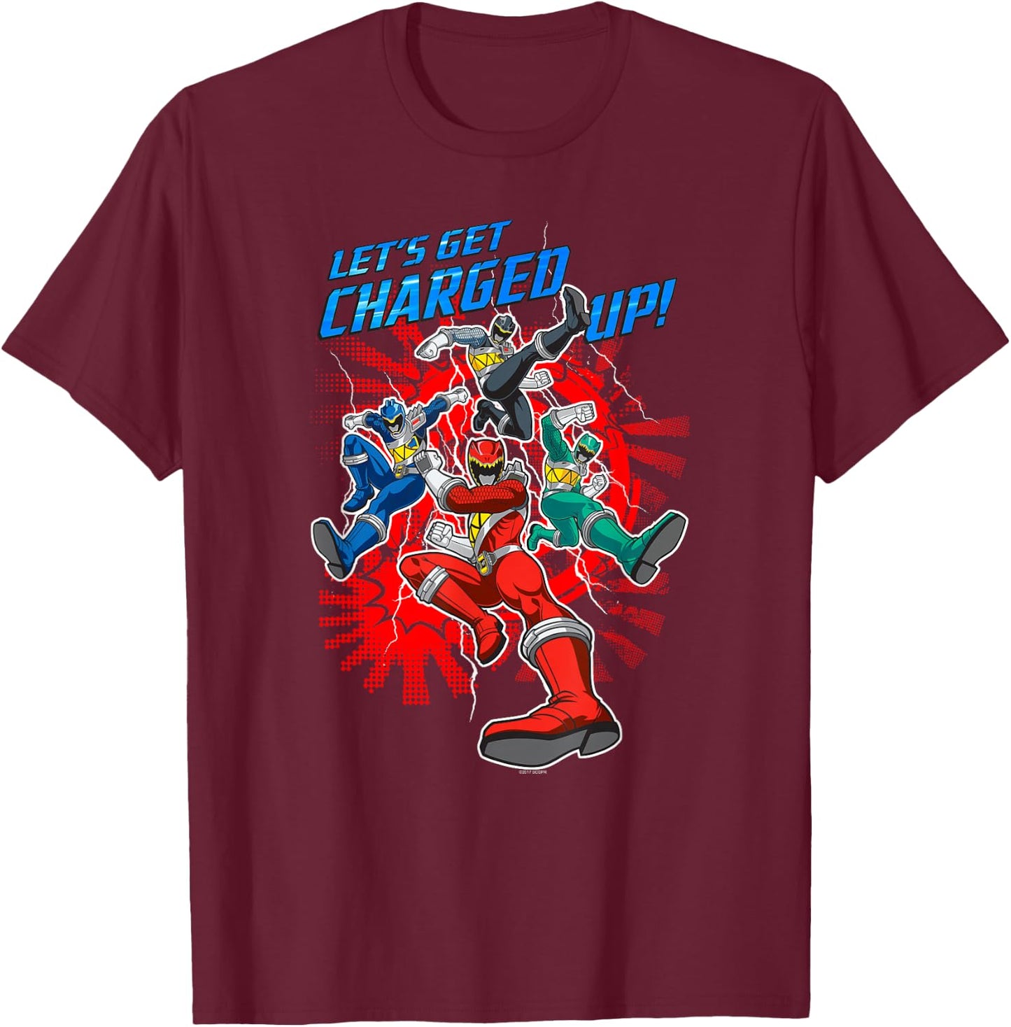 Power Rangers Dino Charge Charged Up T-Shirt - T-Shirt | Maroon