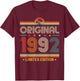 34th Birthday Gift Man Woman Original Vintage 1992 34 Years T-Shirt - T-Shirt | Maroon