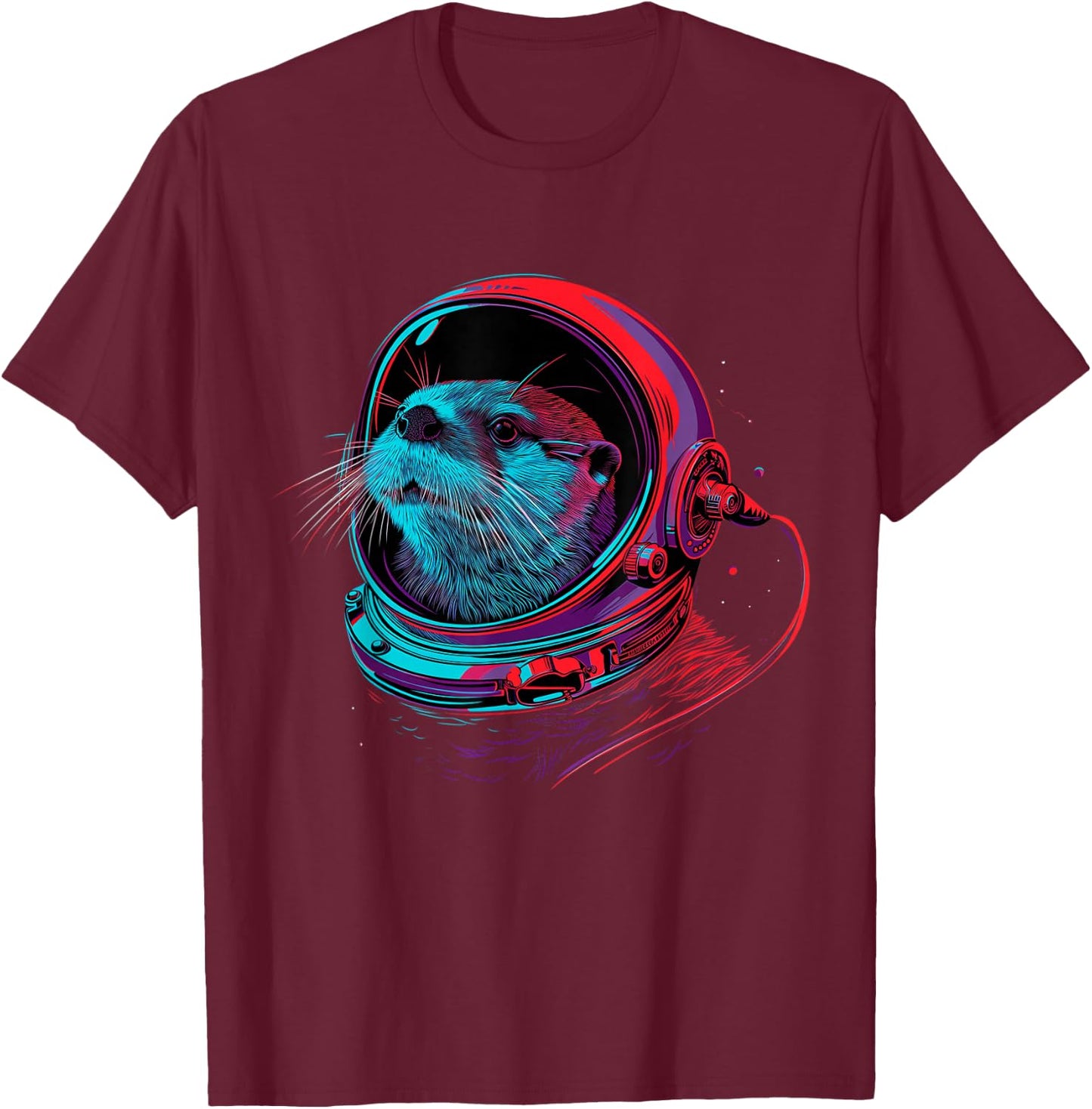 Otter Astronaut Funny Animal Sea Otter Space T-Shirt - T-Shirt | Maroon
