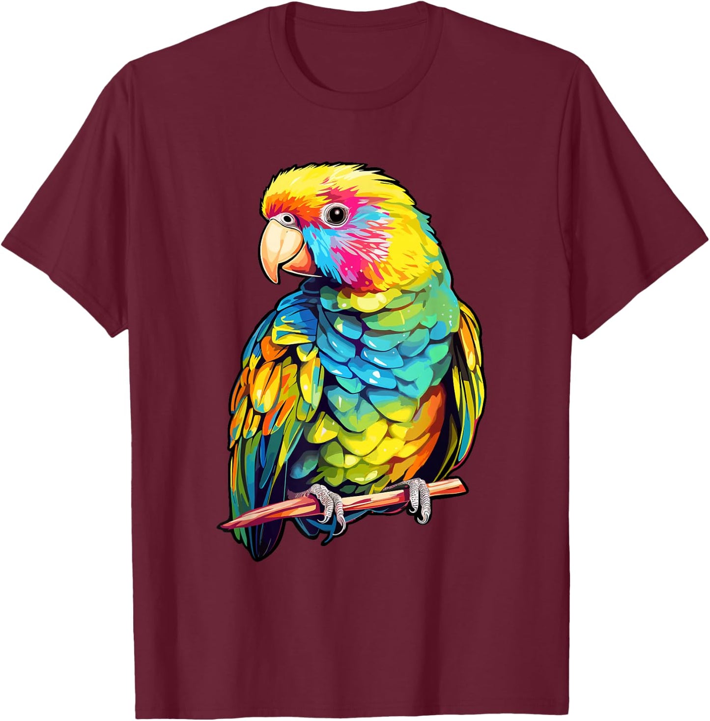 Colorful Parakeet Bird Lover Tie-Dye Budgerigar Budgie T-Shirt - T-Shirt | Maroon