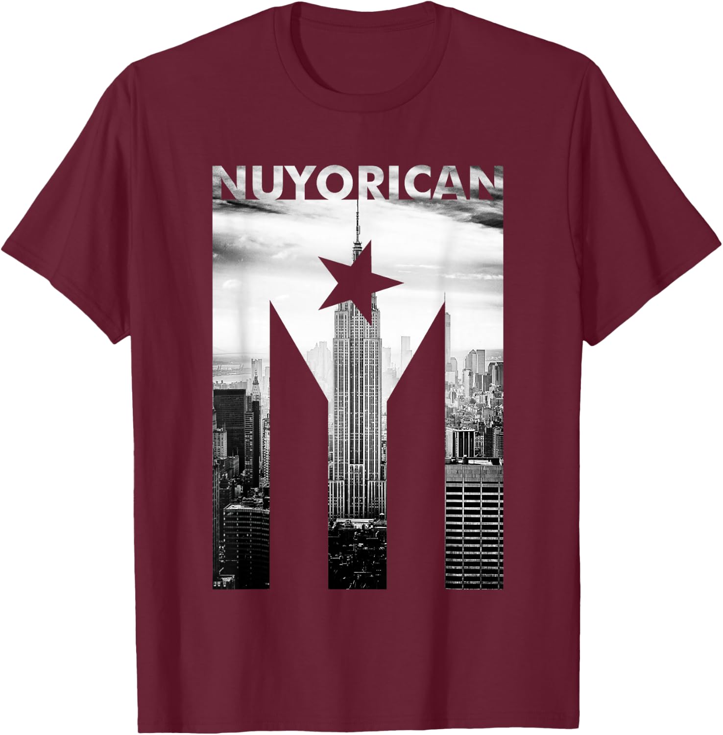 Nuyorican Flag of Puerto Rico print T-Shirt - T-Shirt | Maroon