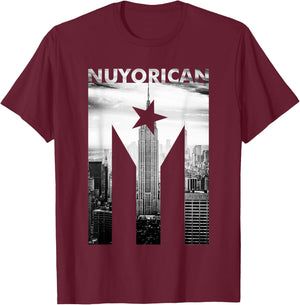 Nuyorican Flag of Puerto Rico print T-Shirt - T-Shirt | Maroon